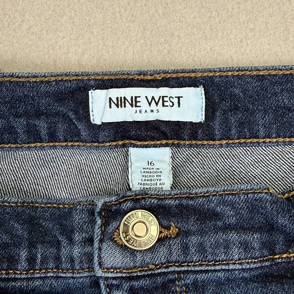 Nine West Womens Wide Leg‎ Jeans Size 16 High Rise Baggy Stretch Studded NWT - Picture 7 of 16